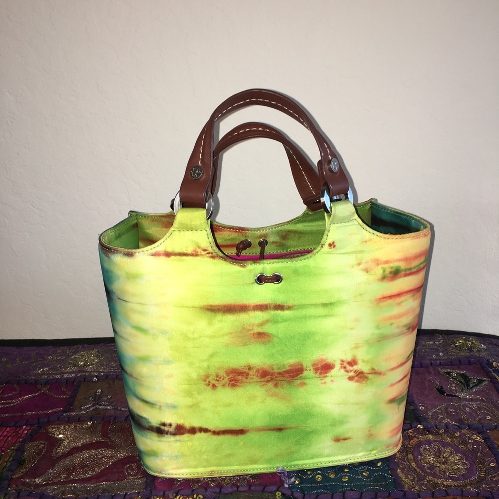 Donald J Pliner tie dyed bucket satchel